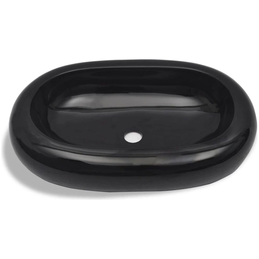 Handfat svart keramisk oval vidaXL – bild 4