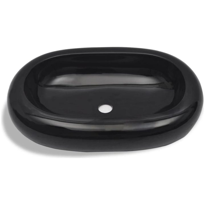 Handfat svart keramisk oval vidaXL – bild 4