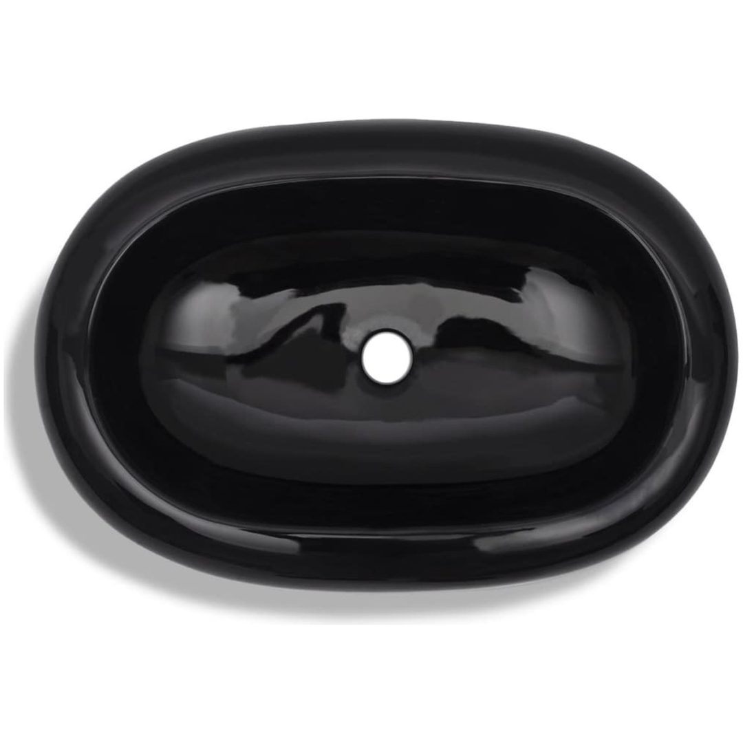 Handfat svart keramisk oval vidaXL – bild 5