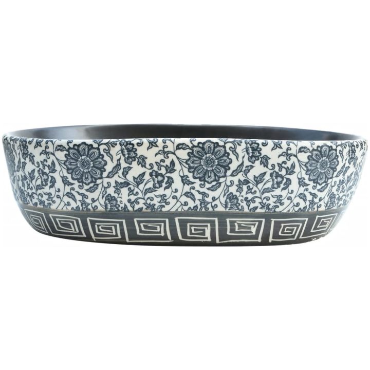 Handfat svart och blå oval keramik vidaXL 47 x 33 x 13 cm – bild 3