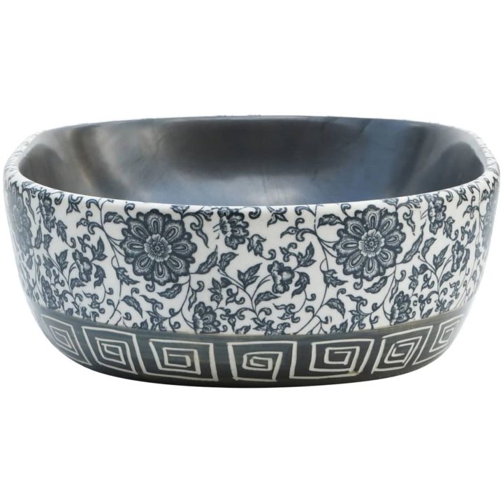 Handfat svart och blå oval keramik vidaXL 47 x 33 x 13 cm – bild 5