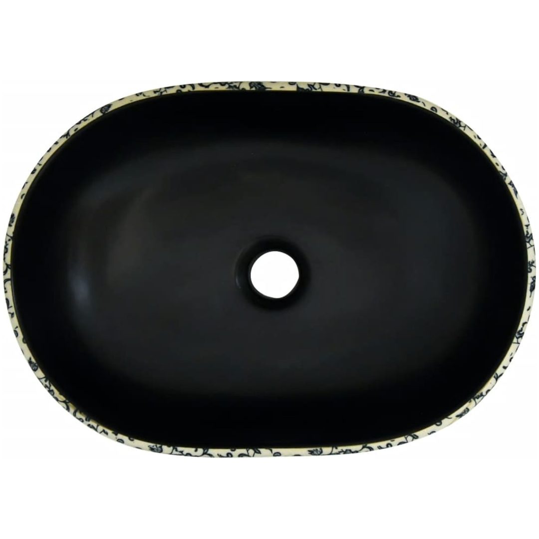 Handfat svart och blå oval keramik vidaXL 47 x 33 x 13 cm – bild 6