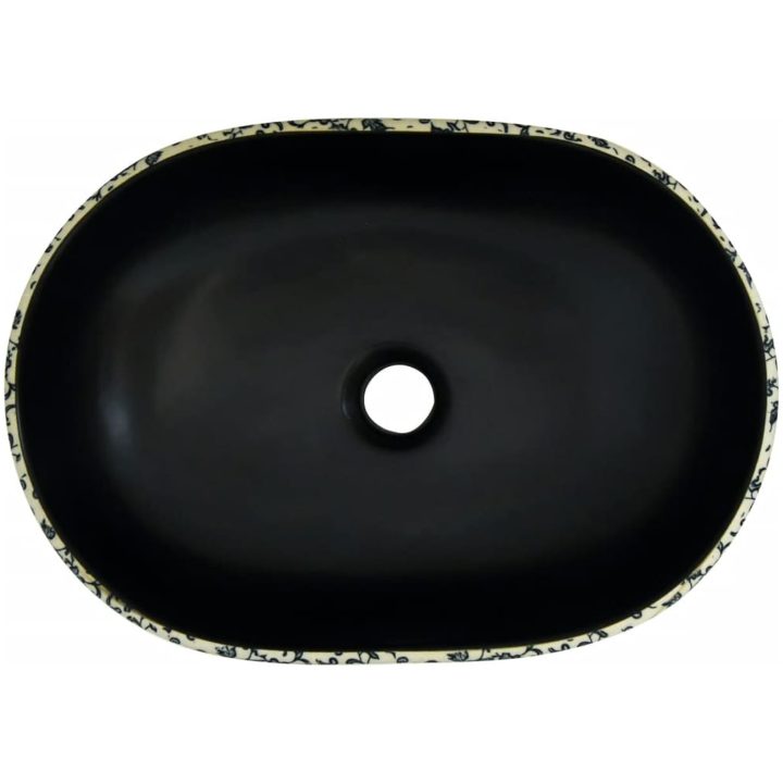 Handfat svart och blå oval keramik vidaXL 47 x 33 x 13 cm – bild 6