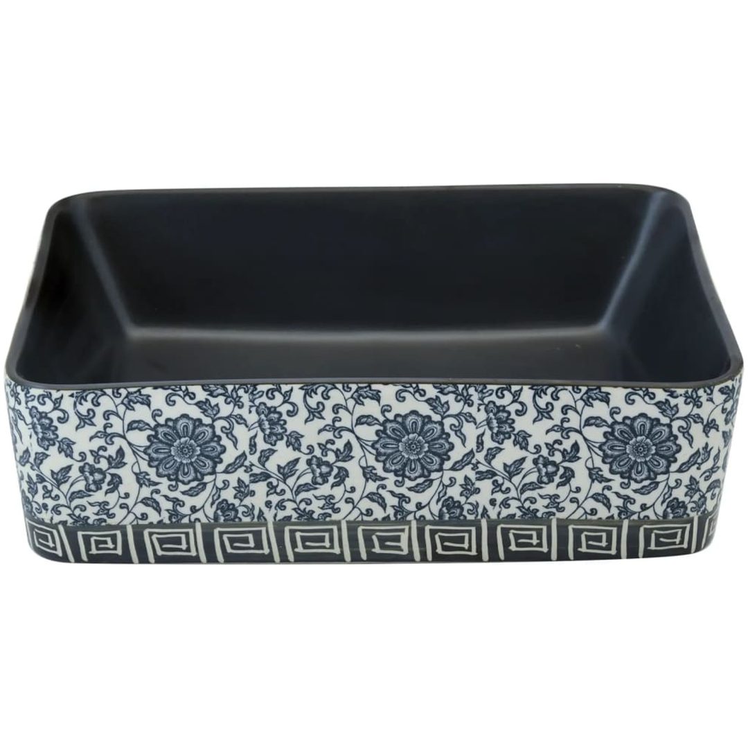 Handfat svart och blå rektangulär 46x35,5x13 cm keramik vidaXL – bild 4