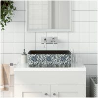 Handfat svart och blå rektangulär 46x35,5x13 cm keramik vidaXL