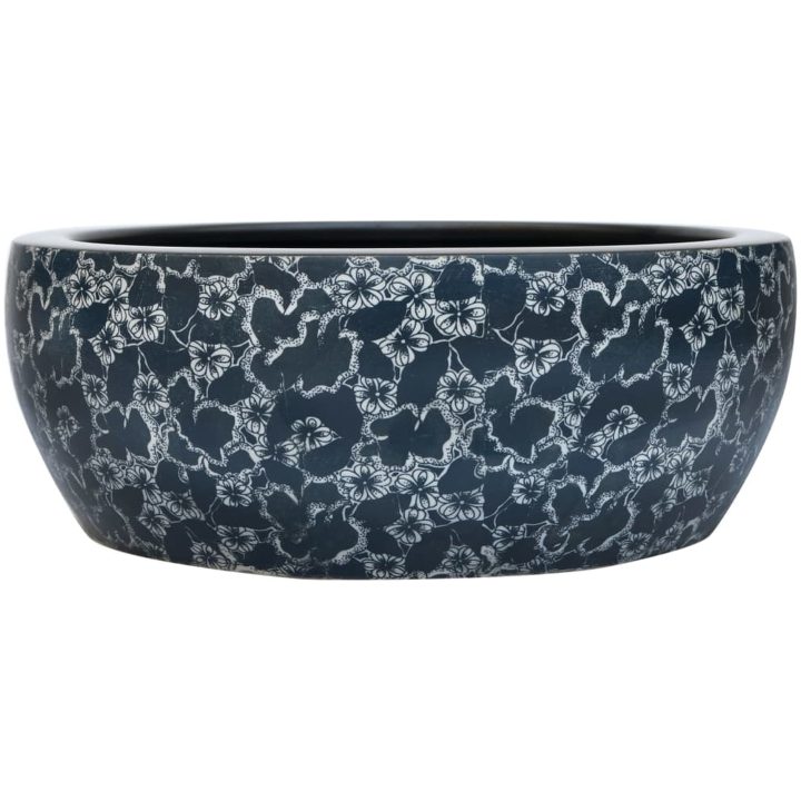 Handfat svart och blå rund Φ41x14 cm keramik vidaXL – bild 2