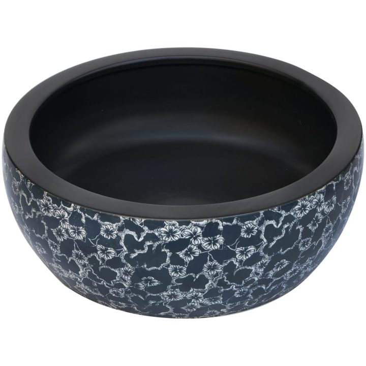 Handfat svart och blå rund Φ41x14 cm keramik vidaXL – bild 3