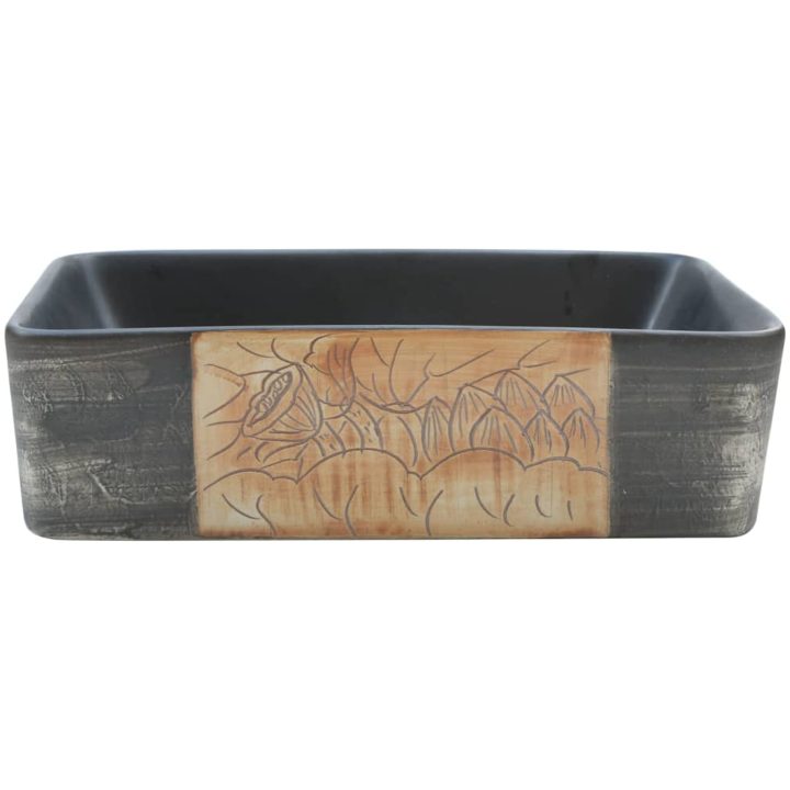 Handfat svart och brun rektangulär 46x35,5x13 cm keramik vidaXL – bild 3