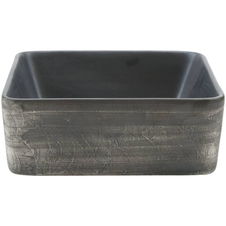 Handfat svart och brun rektangulär 46x35,5x13 cm keramik vidaXL – bild 5