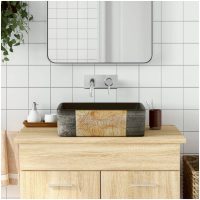 Handfat svart och brun rektangulär 46x35,5x13 cm keramik vidaXL