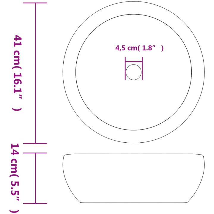 Handfat svart och brun rund Φ41x14 cm keramik vidaXL – bild 6