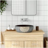 Handfat svart och brun rund Φ41x14 cm keramik vidaXL