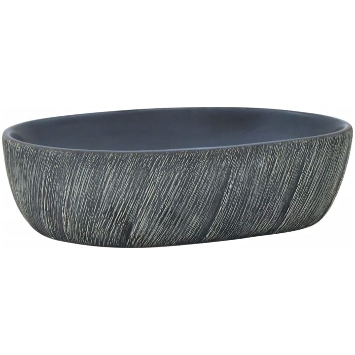 Handfat svart och grå oval keramik vidaXL 47 x 33 x 13 cm – bild 2