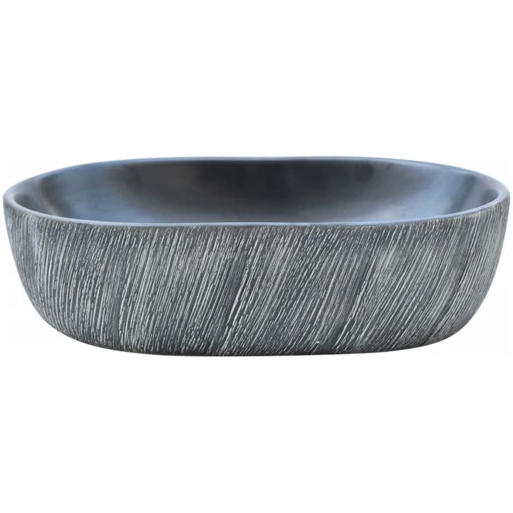 Handfat svart och grå oval keramik vidaXL 47 x 33 x 13 cm – bild 3