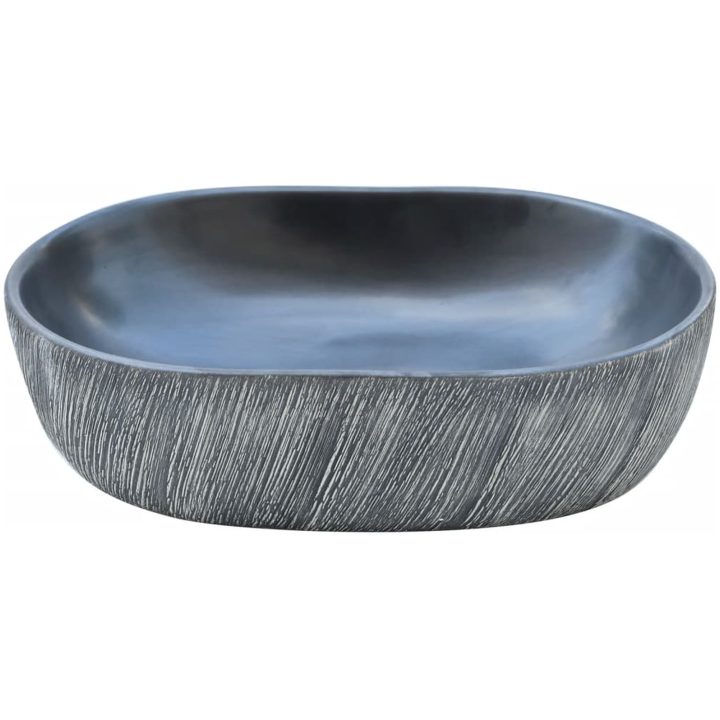 Handfat svart och grå oval keramik vidaXL 47 x 33 x 13 cm – bild 4
