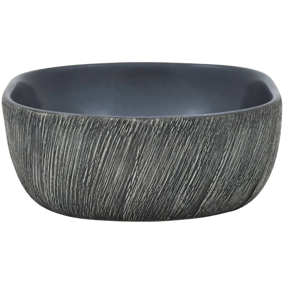 Handfat svart och grå oval keramik vidaXL 47 x 33 x 13 cm – bild 5
