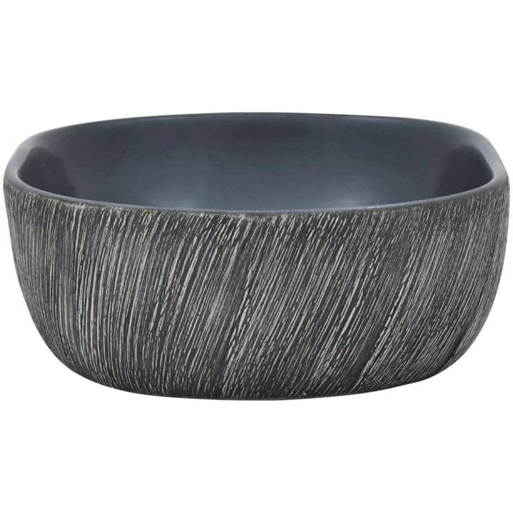 Handfat svart och grå oval keramik vidaXL 47 x 33 x 13 cm – bild 5