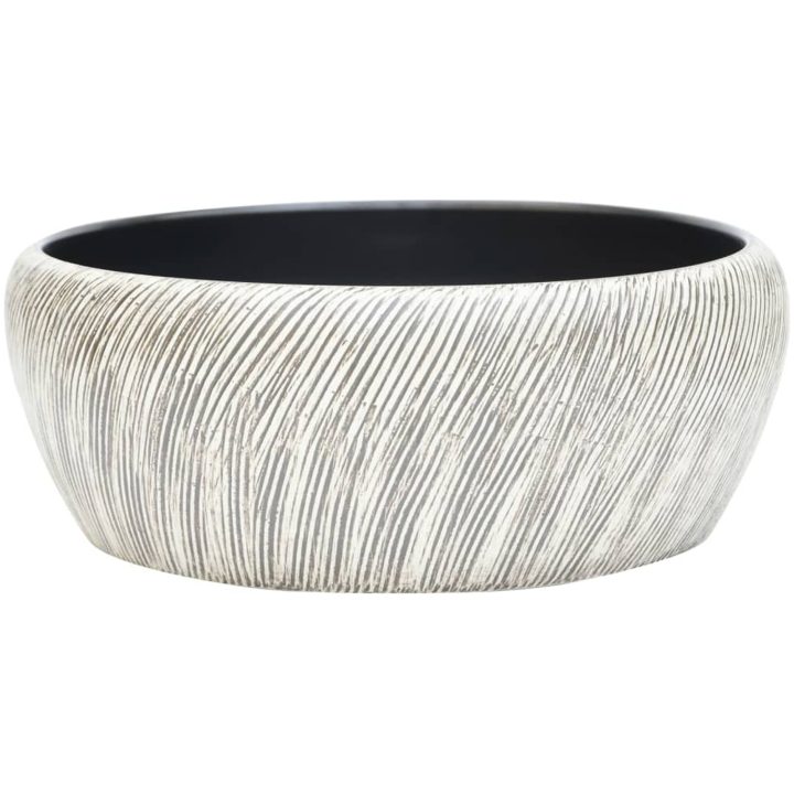 Handfat svart och grå rund Φ41x14 cm keramik vidaXL – bild 2
