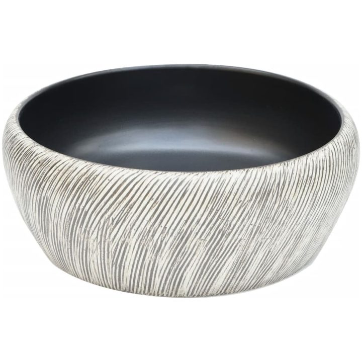 Handfat svart och grå rund Φ41x14 cm keramik vidaXL – bild 3