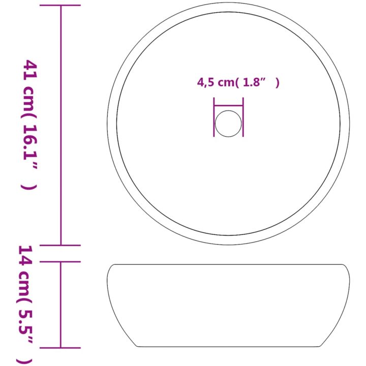 Handfat svart och grå rund Φ41x14 cm keramik vidaXL – bild 6