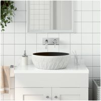 Handfat svart och grå rund Φ41x14 cm keramik vidaXL