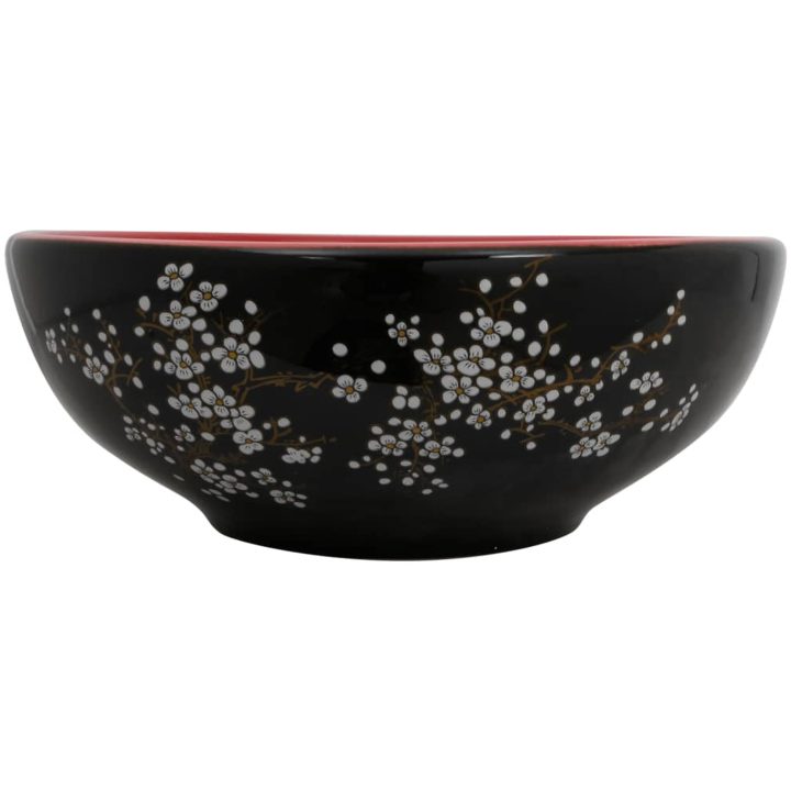 Handfat svart och röd rund Φ41x14 cm keramik vidaXL – bild 2
