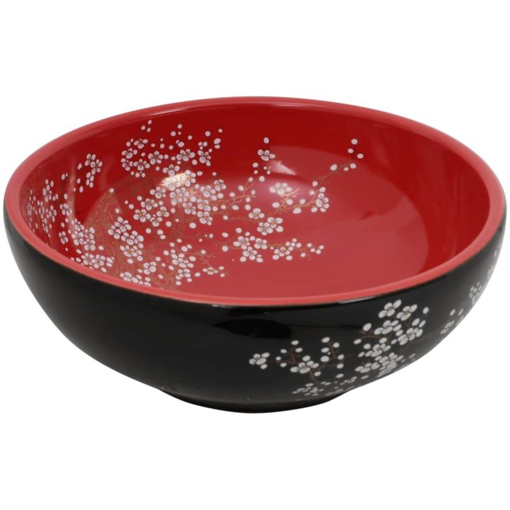 Handfat svart och röd rund Φ41x14 cm keramik vidaXL – bild 3