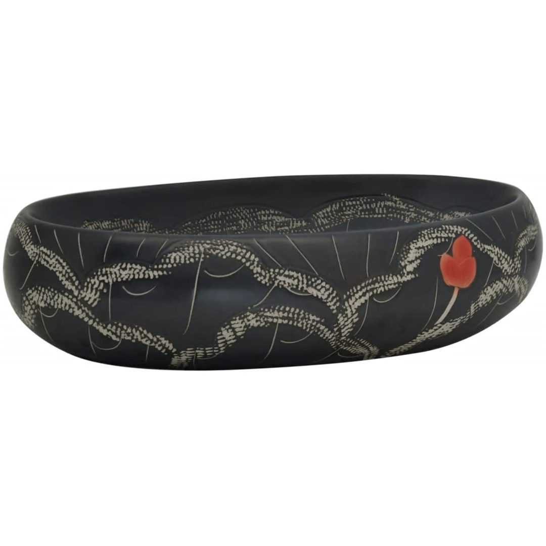 Handfat svart oval keramik vidaXL 59 x 40 x 15 cm – bild 2