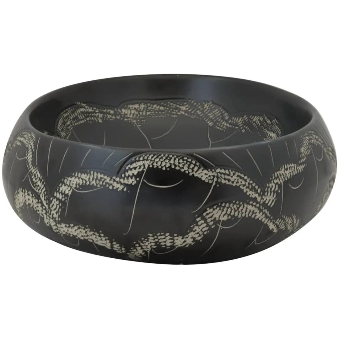 Handfat svart oval keramik vidaXL 59 x 40 x 15 cm – bild 5
