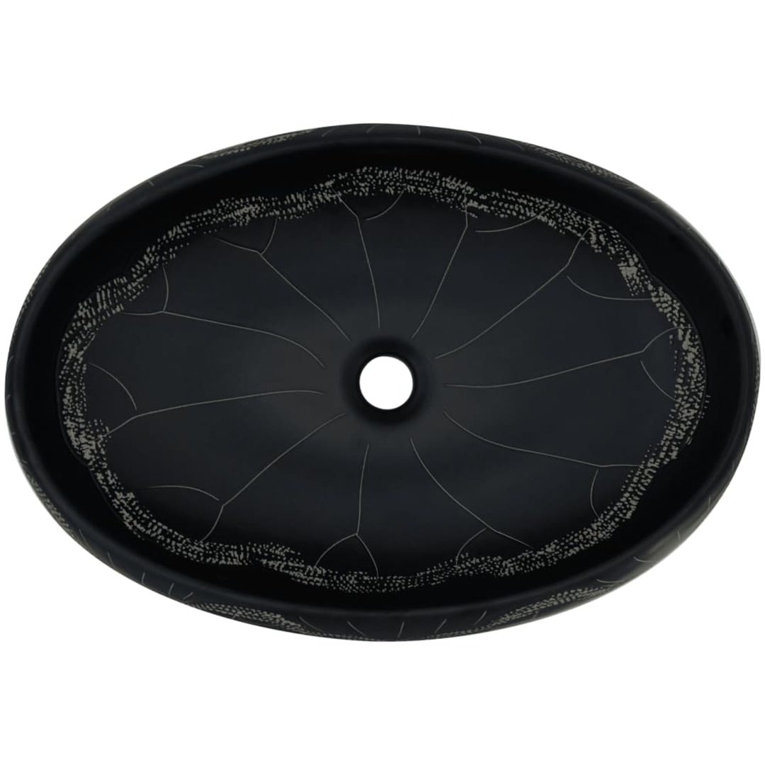 Handfat svart oval keramik vidaXL 59 x 40 x 15 cm – bild 6