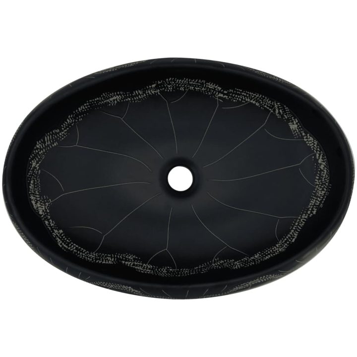 Handfat svart oval keramik vidaXL 59 x 40 x 15 cm – bild 6