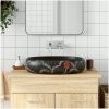 Handfat svart oval keramik vidaXL 59 x 40 x 15 cm – miniatyr 1