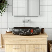 Handfat svart oval keramik vidaXL
