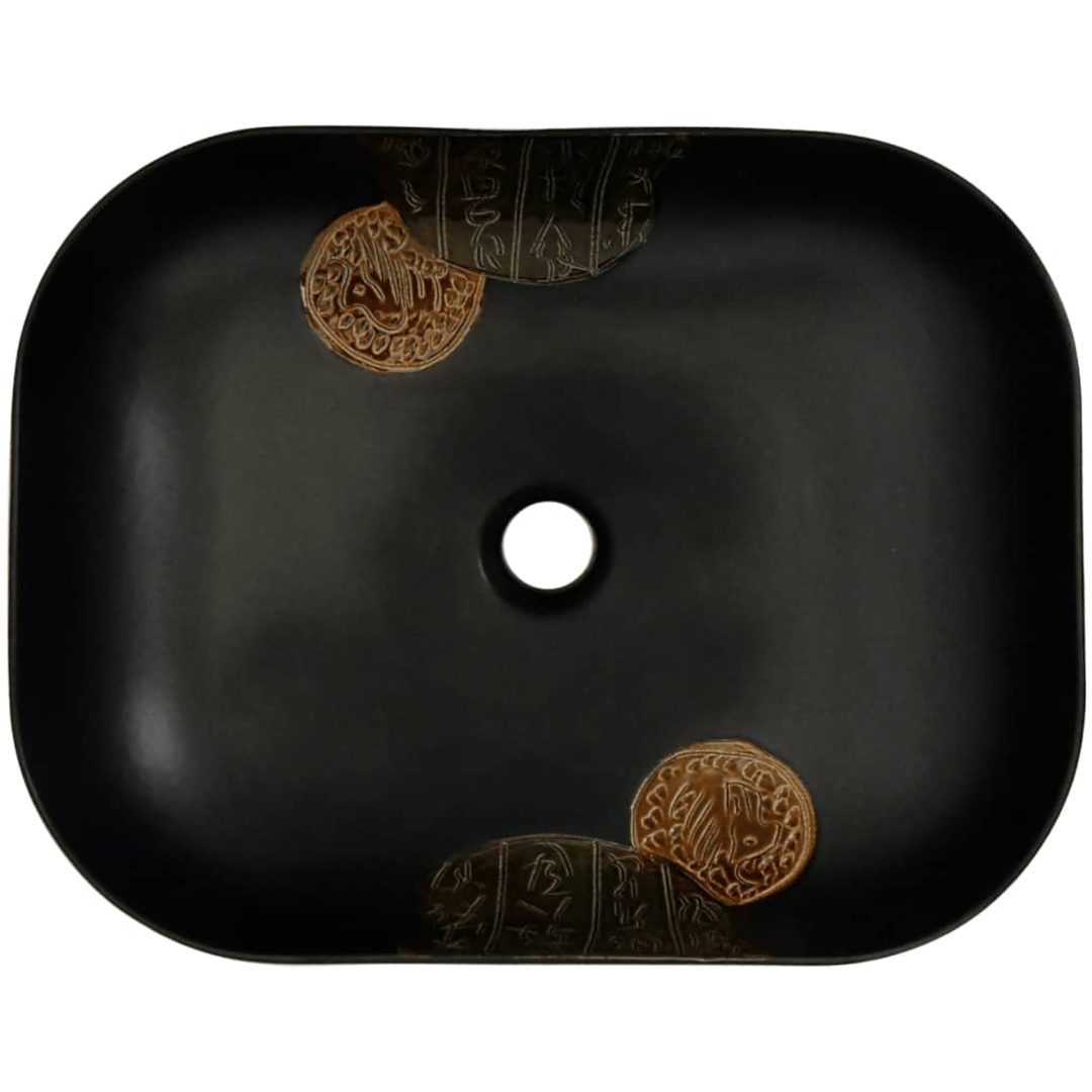 Handfat svart rektangulär keramik vidaXL 48 x 37.5 x 13.5 cm – bild 6