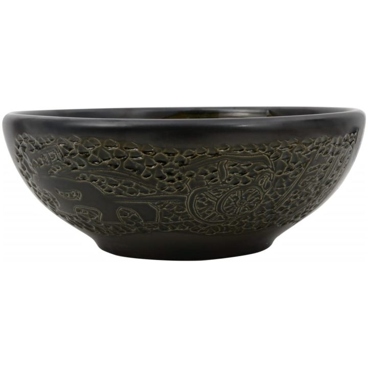 Handfat svart rund Φ41x14 cm keramik vidaXL – bild 2