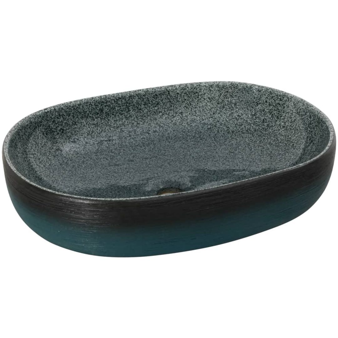 Handfat turkos oval keramik vidaXL 59 x 40 x 14 cm – bild 2