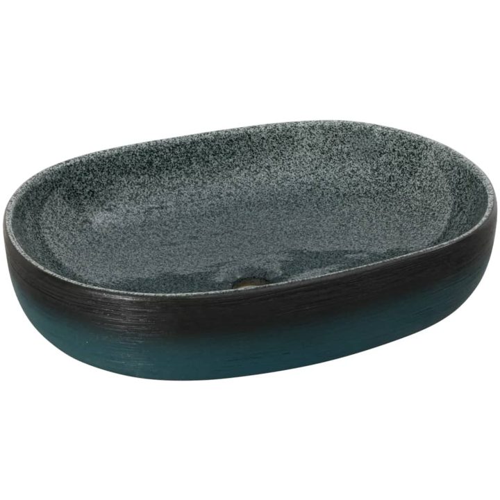 Handfat turkos oval keramik vidaXL 59 x 40 x 14 cm – bild 2