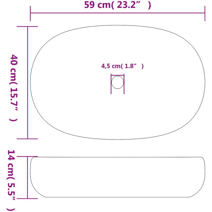 Handfat turkos oval keramik vidaXL 59 x 40 x 14 cm – bild 8
