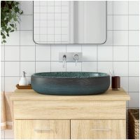 Handfat turkos oval keramik vidaXL