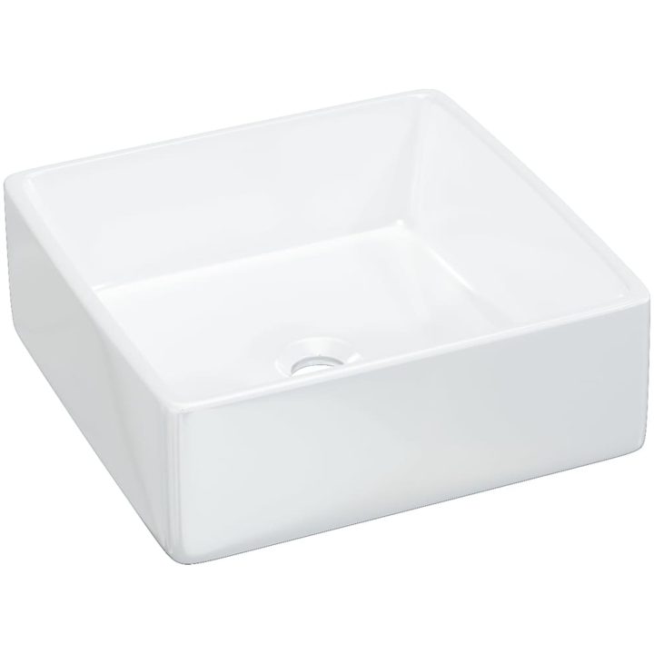 Handfat vit 37x37x13 cm keramik kvadratiskt vidaXL – bild 2