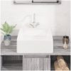 Handfat vit 37x37x13 cm keramik kvadratiskt vidaXL – miniatyr 3