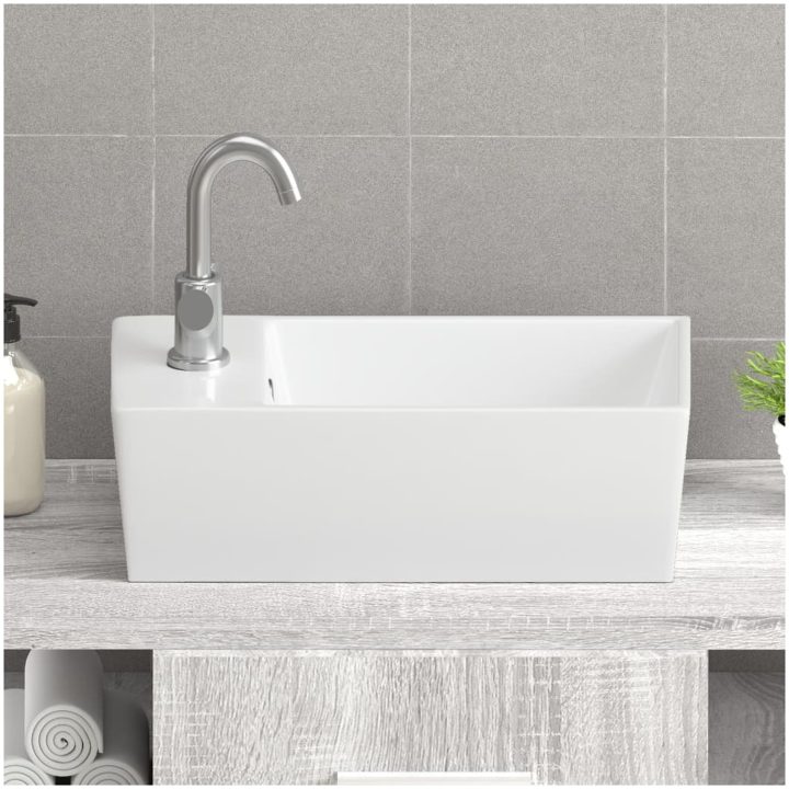Handfat vit 48x25x15 cm keramik vidaXL – bild 3