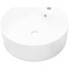 Handfat vit i keramik med kranhål och översvämningshål rund vidaXL 46.5 x 15.5 cm – miniatyr 2