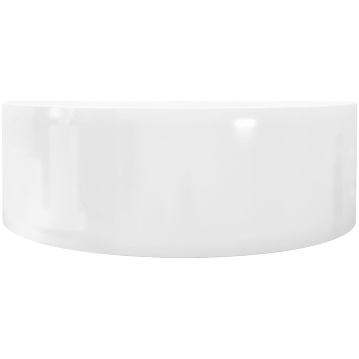 Handfat vit i keramik med kranhål och översvämningshål rund vidaXL 46.5 x 15.5 cm – bild 5