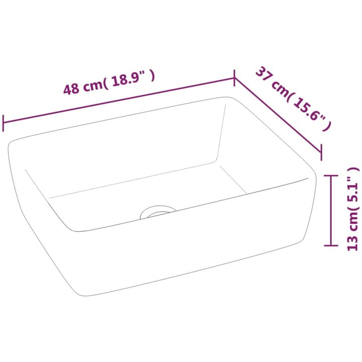 Handfat vit keramik rektangulärt vidaXL 48 x 37 x 13 cm – bild 8