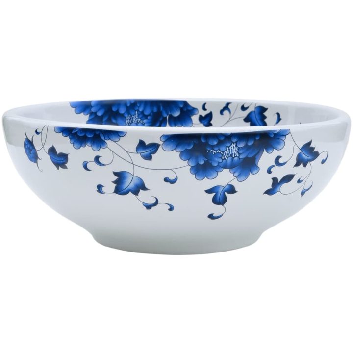 Handfat vit och blå rund Φ41x14 cm keramik vidaXL – bild 2