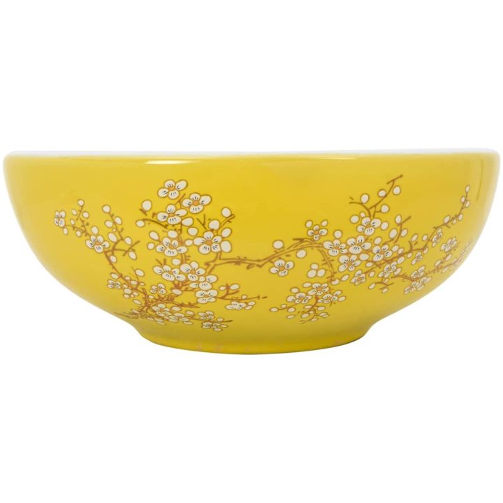 Handfat vit och gul rund Φ41x14 cm keramik vidaXL – bild 2