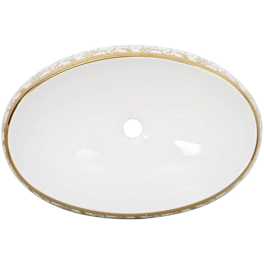 Handfat vit och guld oval keramik vidaXL 59 x 40 x 15 cm – bild 7
