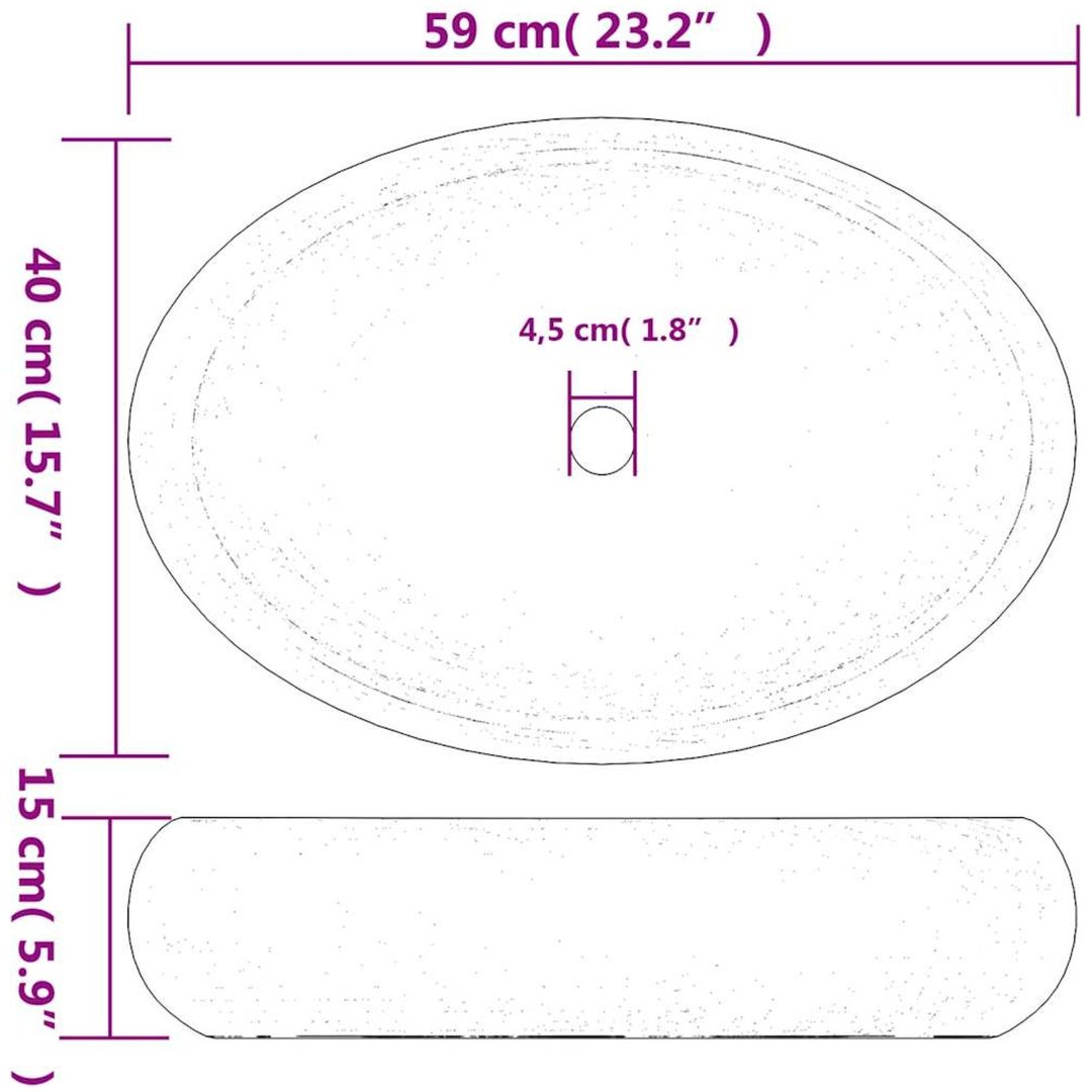 Handfat vit och guld oval keramik vidaXL 59 x 40 x 15 cm – bild 9