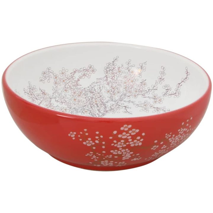 Handfat vit och röd rund Φ41x14 cm keramik vidaXL – bild 3